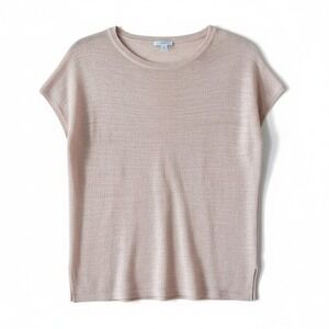 Pure Jill‎ J Jill Pink Linen Cotton Knit Sweater Vest Top XS oatmeal Scoop Neck